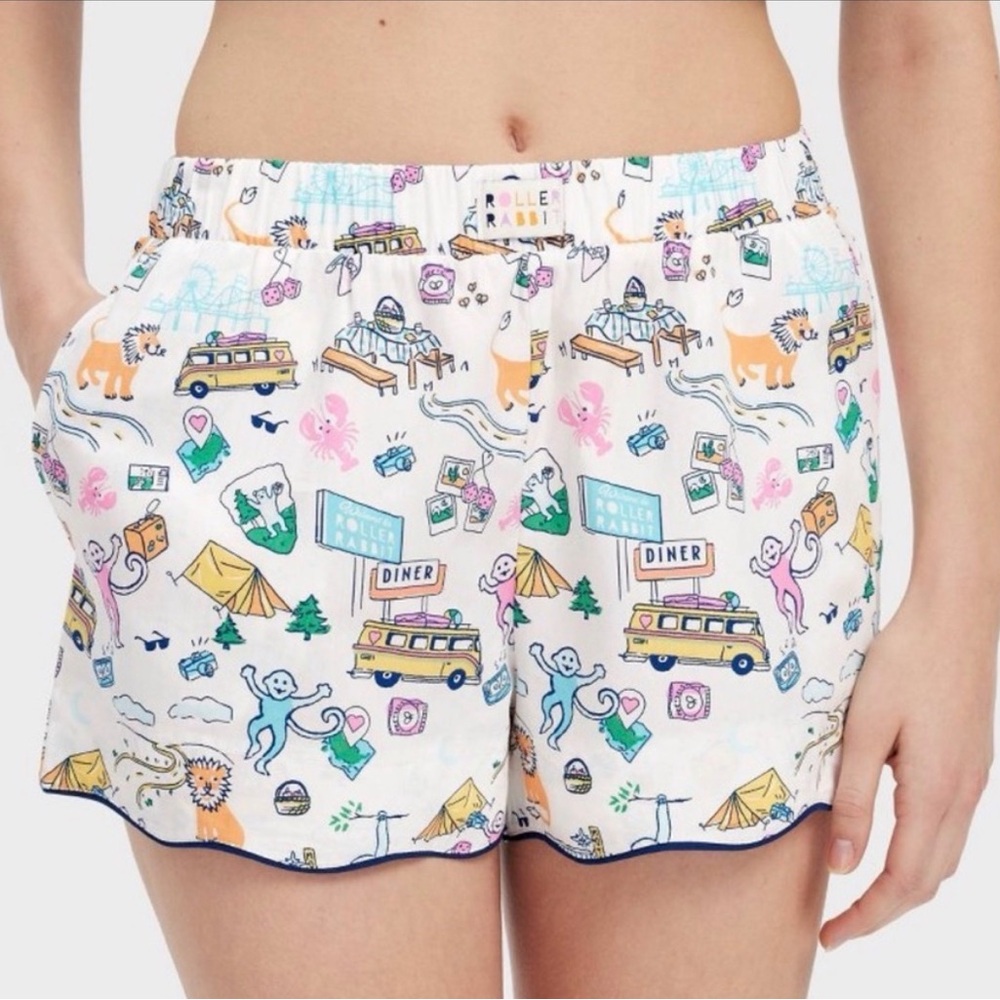 Roller Rabbit Printed White Camp-Scene Women's Shorts